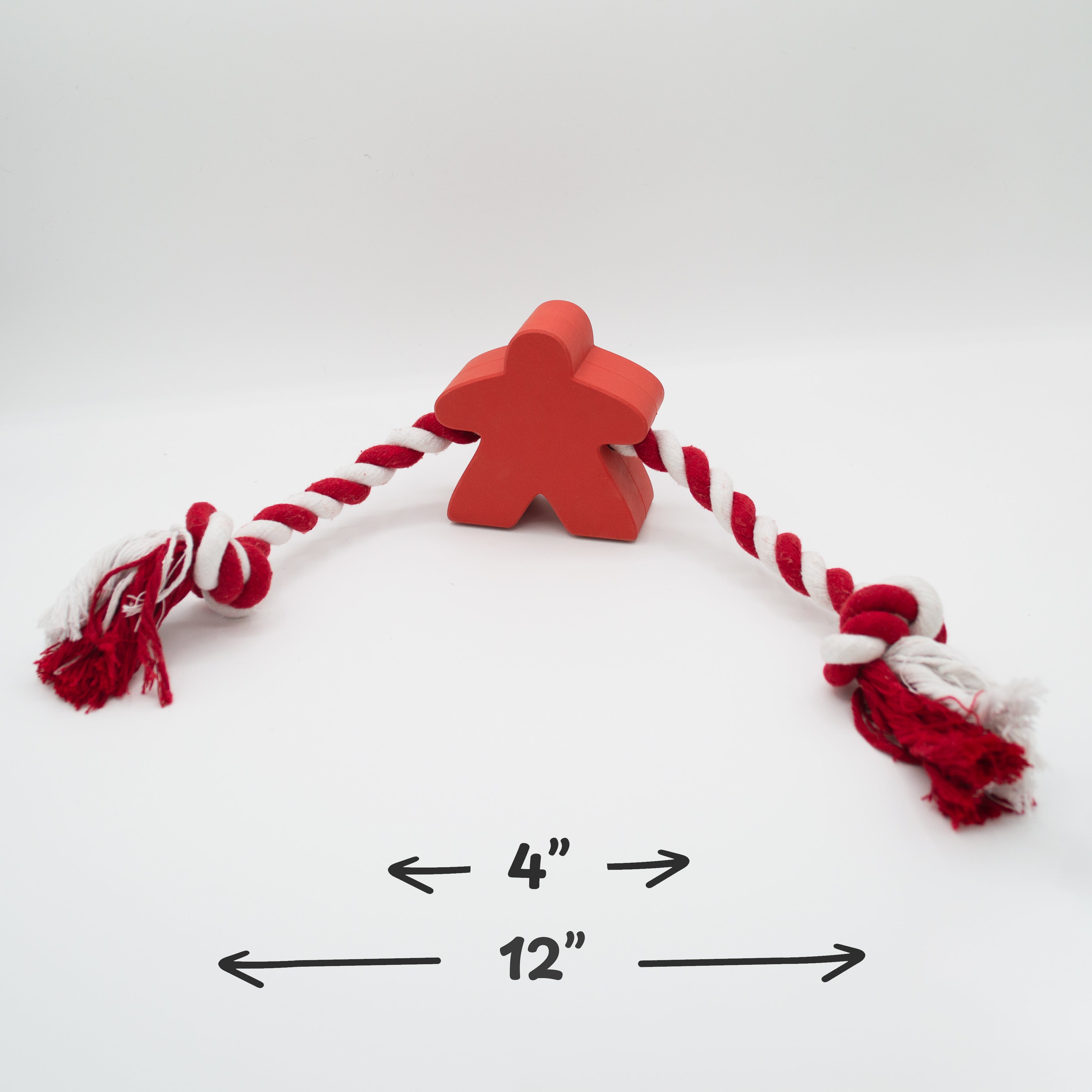 Meeple Dog Toy - Rubber and Rope - Red