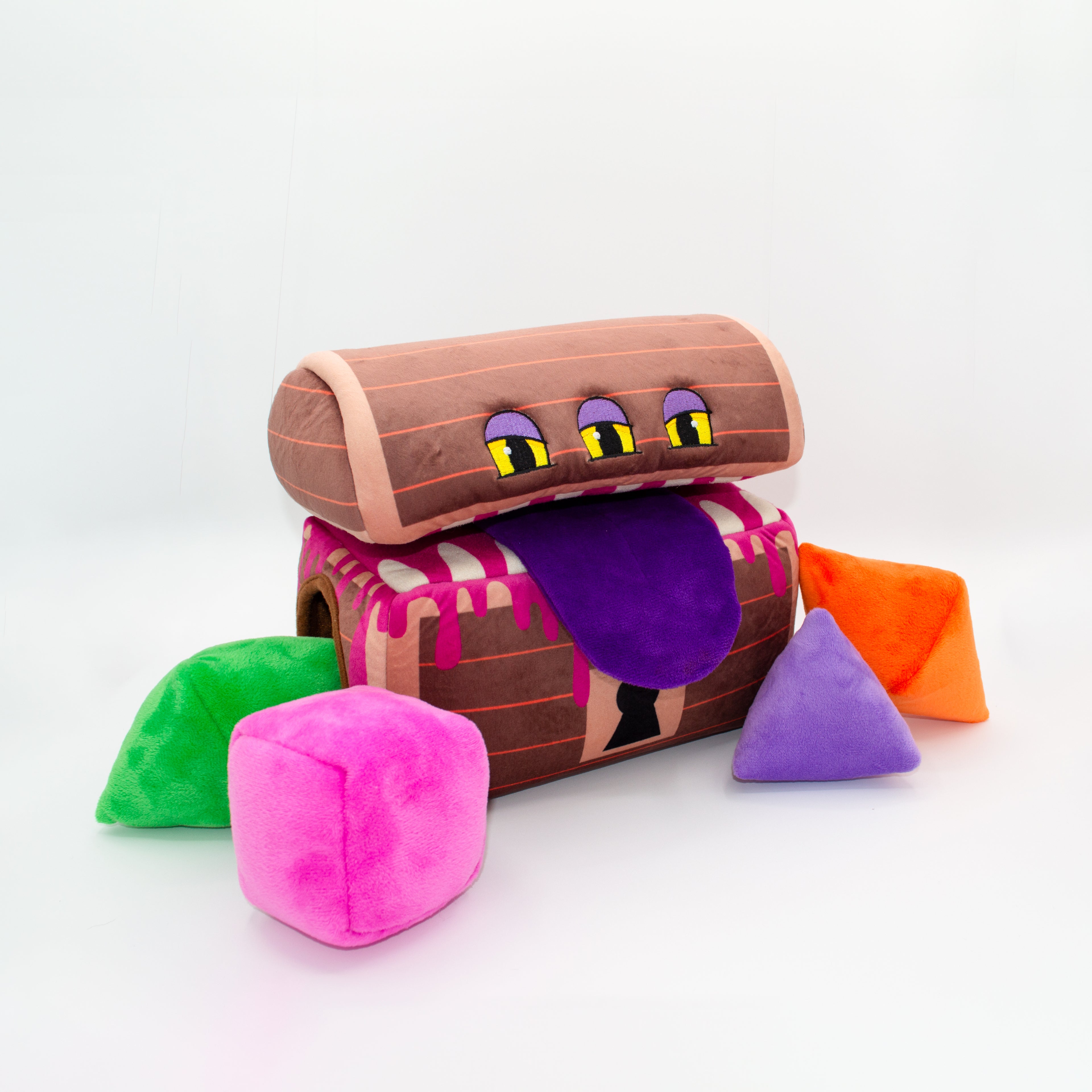 Mimic Dog Toy - Plush Chest with Dice Inserts - Squeaker and Crinkle Paper